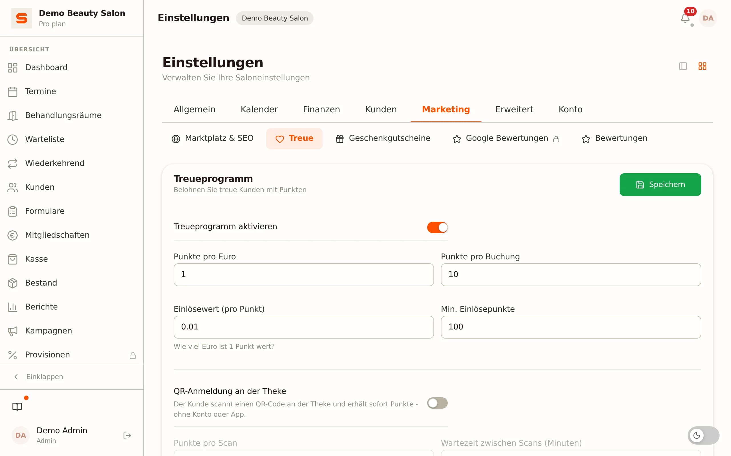 Kundenbindungsprogramm einrichten