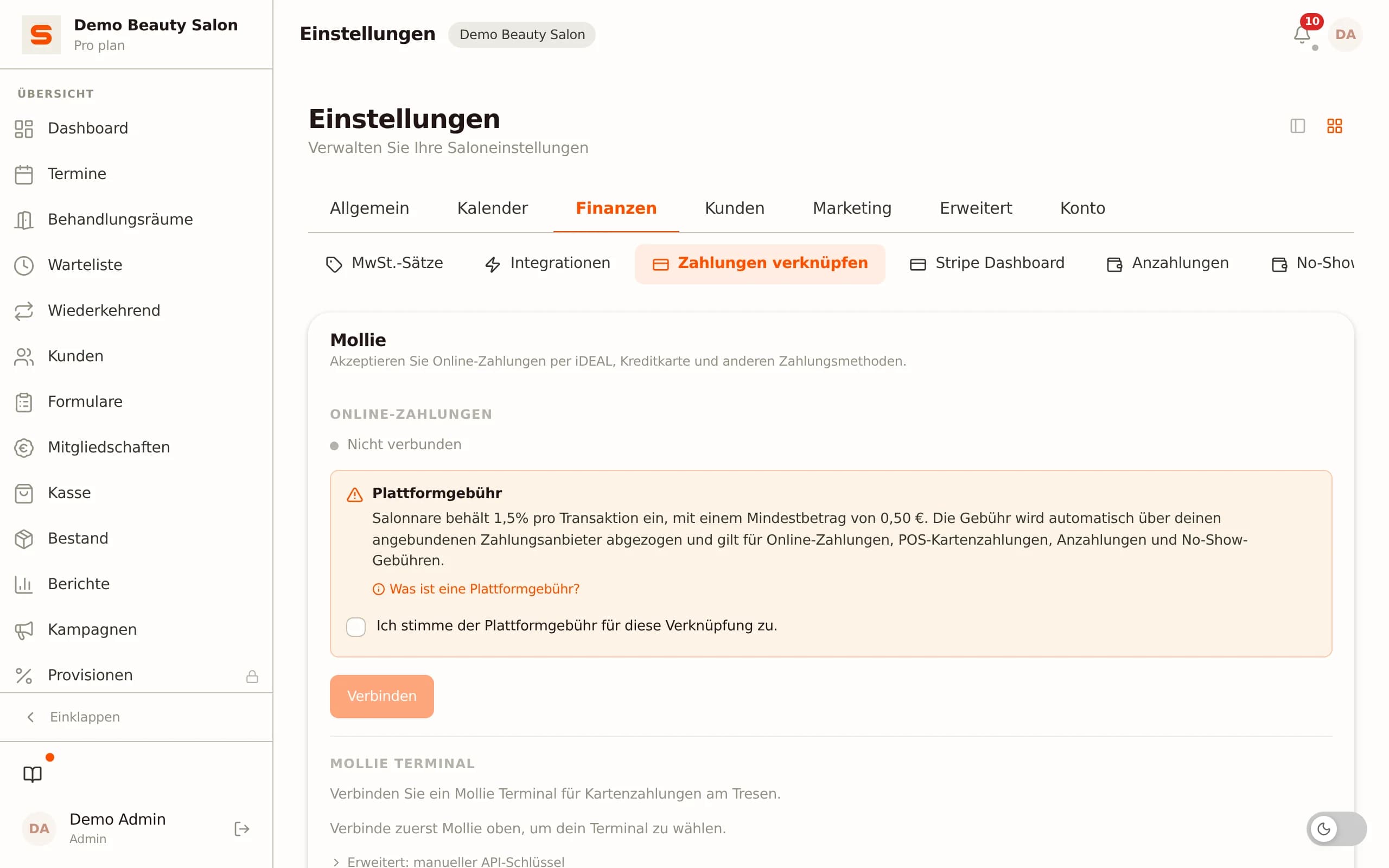 Zahlungen in Salonnare verbinden