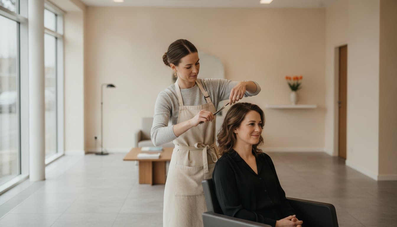 Coiffeur connectant le système de réservation en ligne au site du salon