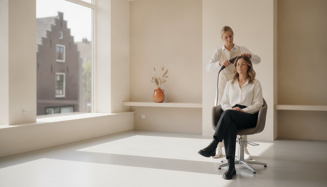 Hairdresser working without interruptions in a calm salon