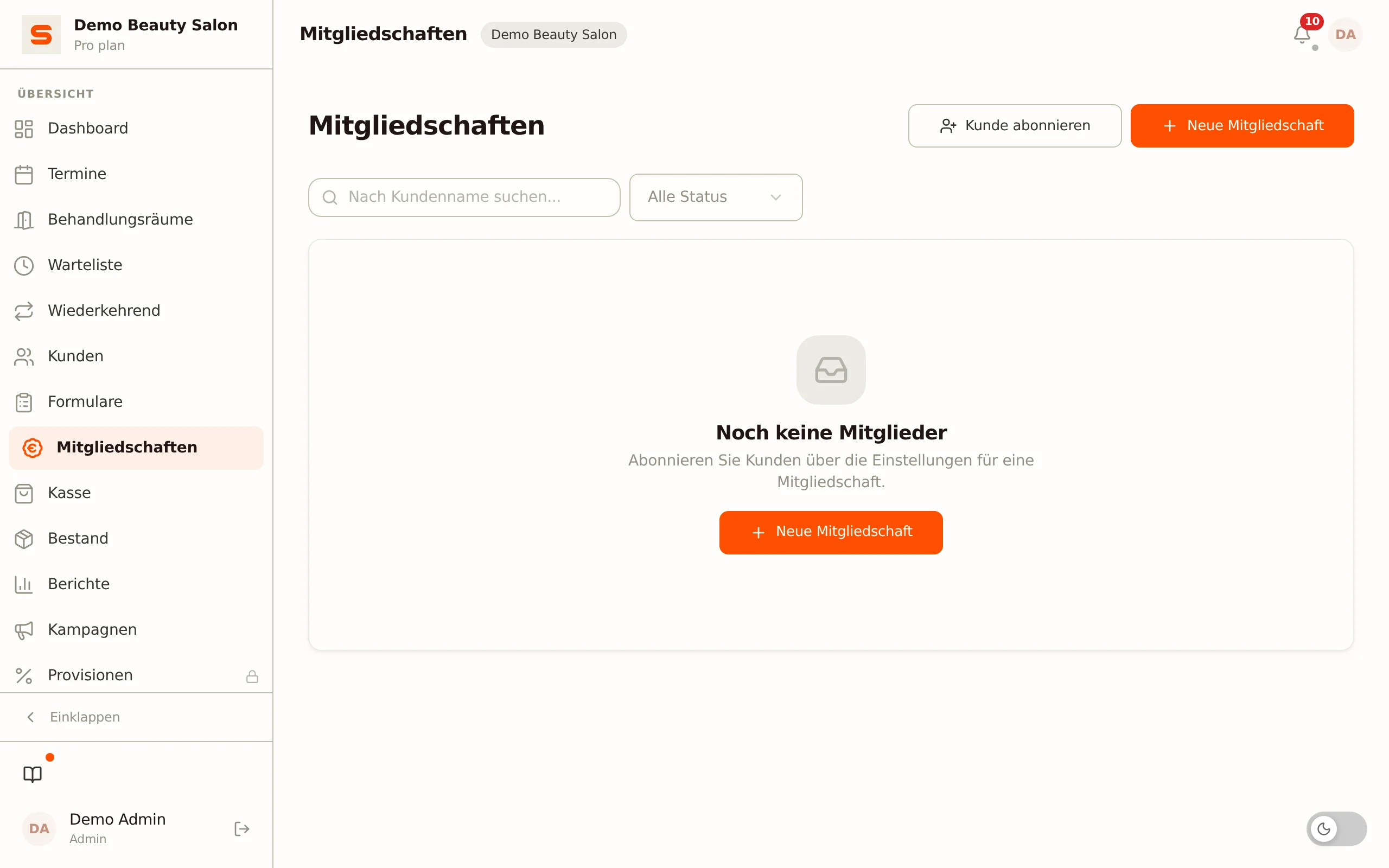 Mitgliedschaften in Salonnare verwalten
