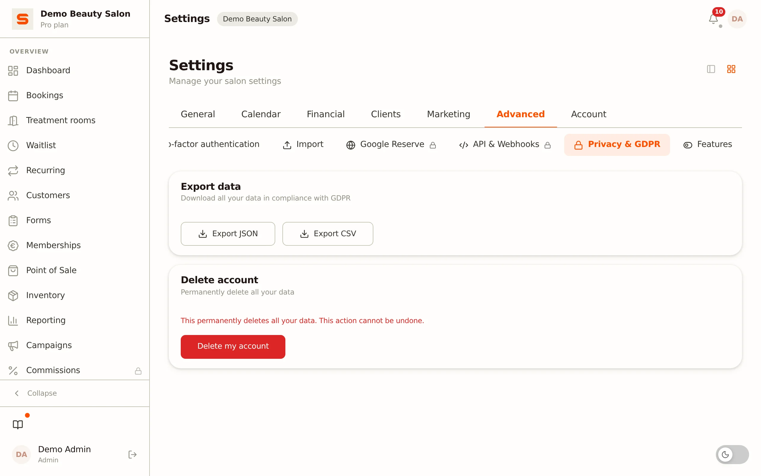 Privacy and GDPR health notes per foot-care client