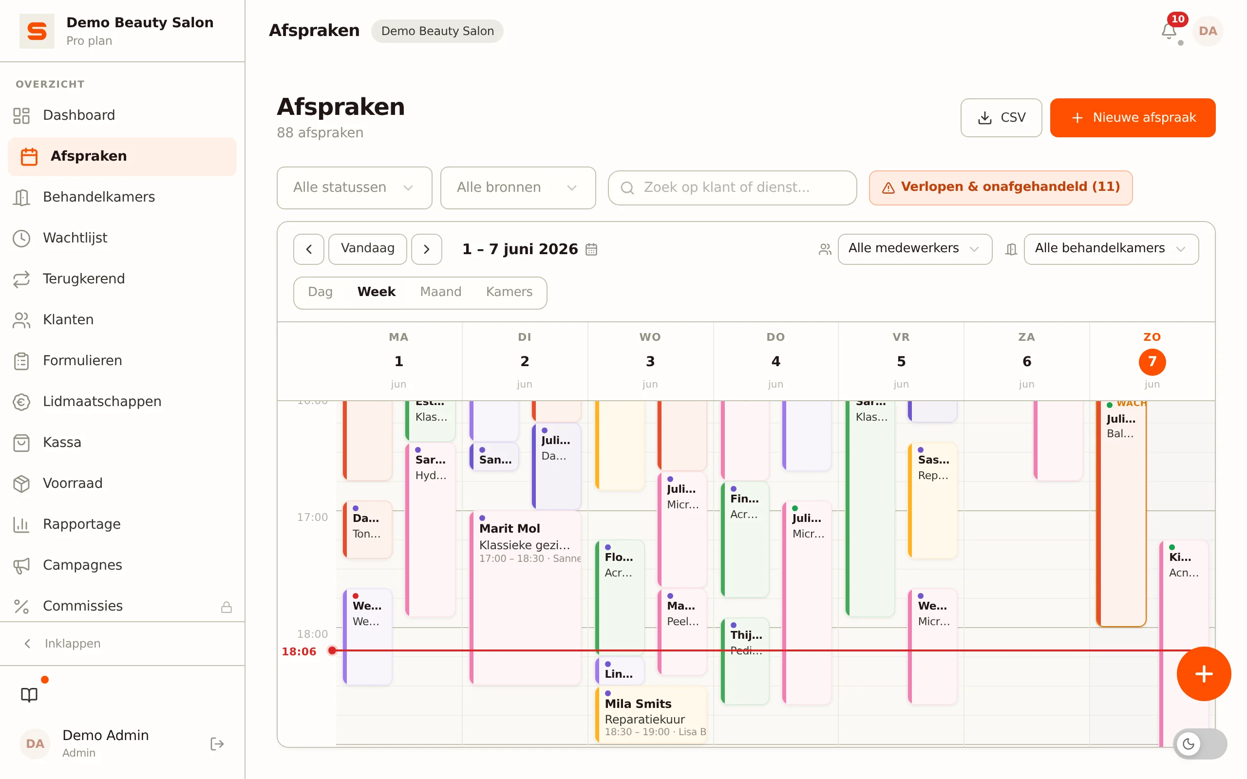 Salonnare agenda met trimbeurten voor een trimsalon