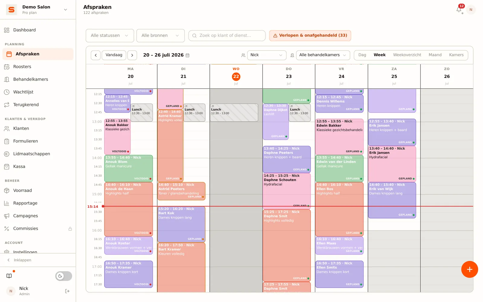 Drag and drop appointments in real time
