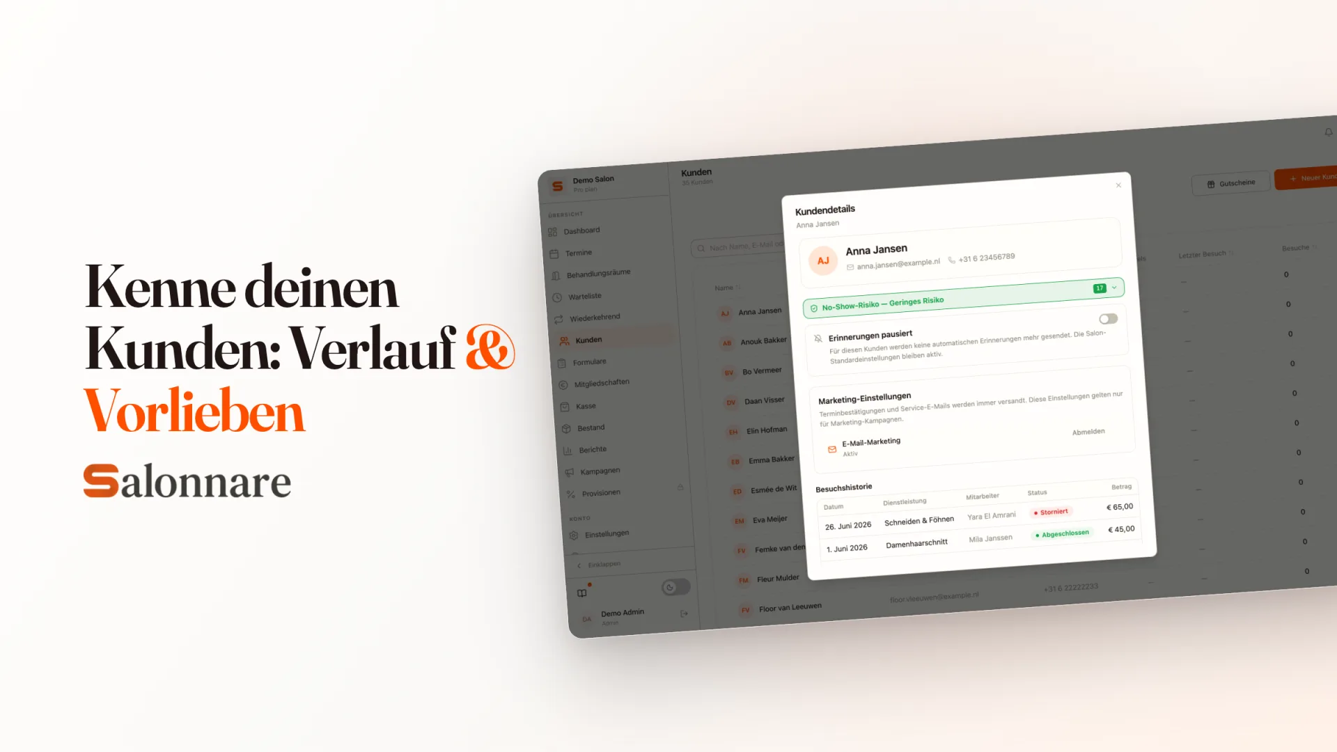 Vorlieben, Allergien und Notizen sicher gespeichert