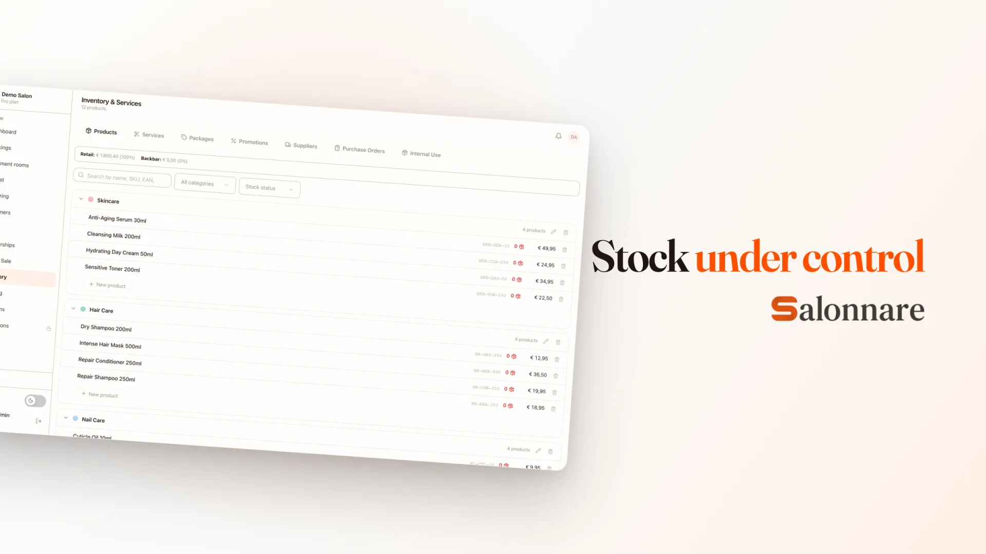 Inventory tracked in real time