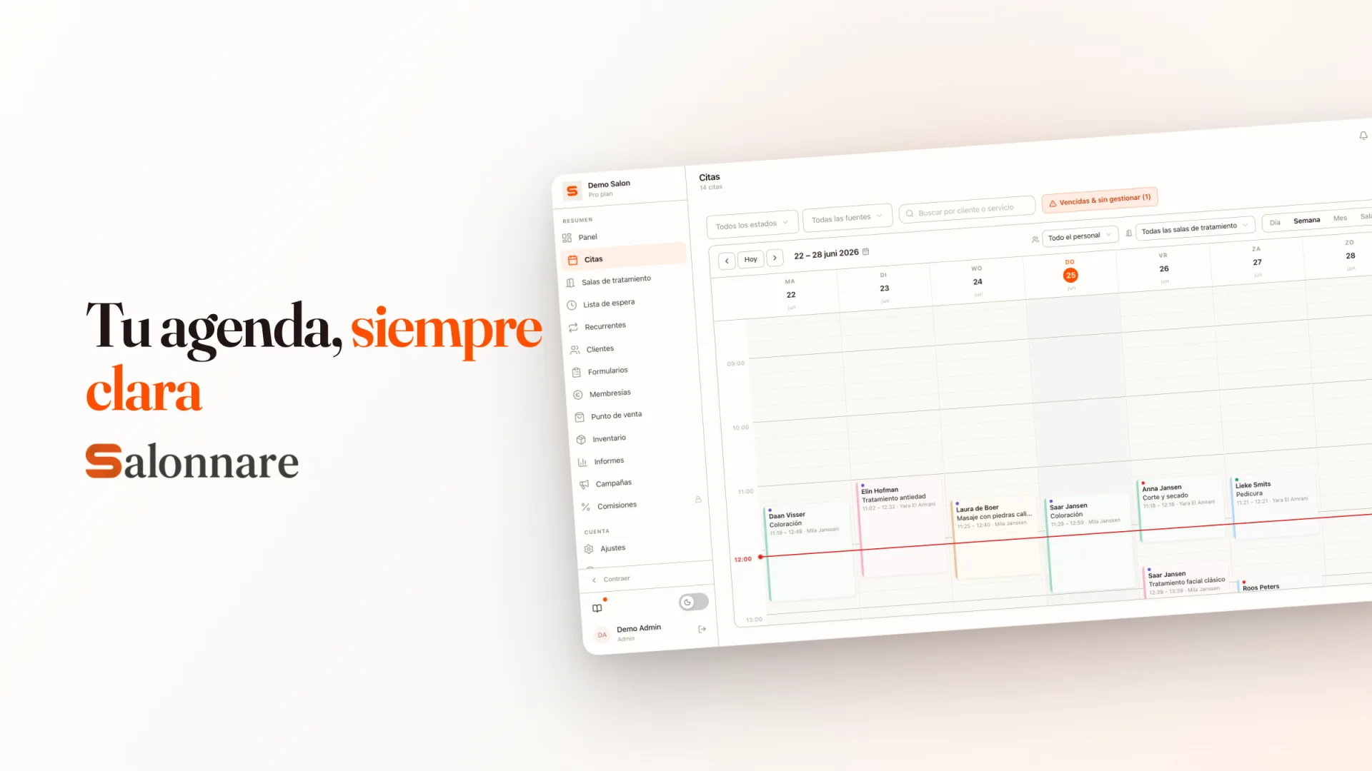 Arrastra las citas para reprogramarlas