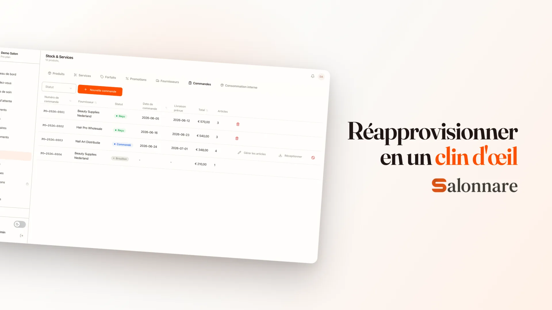 Bons de commande traités instantanément