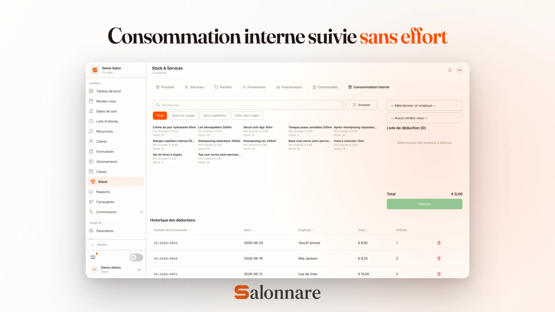 Usage interne suivi